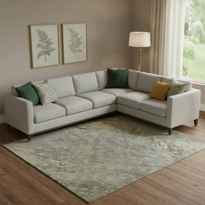 HomeRoots 9' X 12' Abstract Washable Area Rug in Taupe, Ivory & Brown - Durable, Stain-Resistant, UV Protected 684195