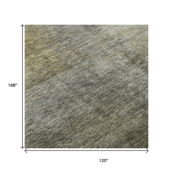 HomeRoots 10' X 14' Taupe Ivory & Brown Modern Abstract Washable Area Rug - Durable, UV Protected & Stylish! 684196