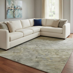 HomeRoots 10' X 14' Taupe Ivory & Brown Modern Abstract Washable Area Rug - Durable, UV Protected & Stylish! 684196