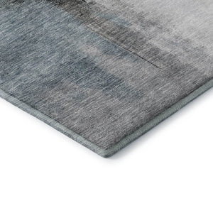 HomeRoots 5' X 8' Stylish Blue Charcoal Ivory Abstract Area Rug - Washable, UV Protected & Durable Design 684198