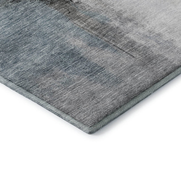 HomeRoots 8' Modern Abstract Round Rug in Blue, Charcoal & Ivory - Washable, UV Protected & Stain Resistant! 684199