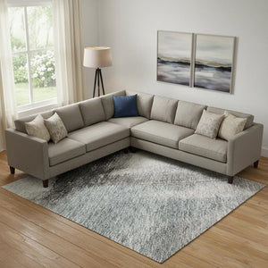 HomeRoots 9' X 12' Washable Abstract Area Rug in Blue, Charcoal & Ivory - UV Resistant, Soft & Stylish Design 684201