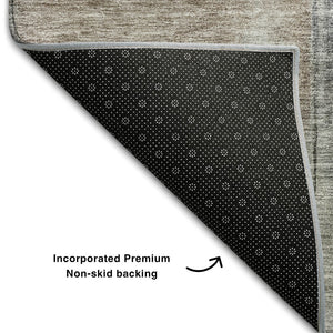 HomeRoots 5' X 8' Modern Abstract Washable Area Rug in Coffee, Charcoal & Ivory - UV Protected & Durable Design 684204