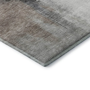 HomeRoots 5' X 8' Modern Abstract Washable Area Rug in Coffee, Charcoal & Ivory - UV Protected & Durable Design 684204