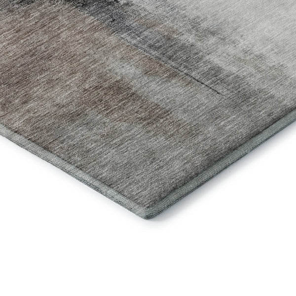 HomeRoots 5' X 8' Modern Abstract Washable Area Rug in Coffee, Charcoal & Ivory - UV Protected & Durable Design 684204