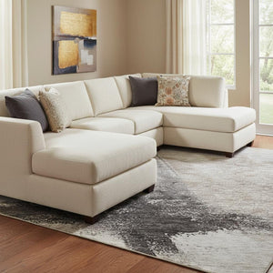 HomeRoots 10' X 14' Abstract Coffee Charcoal Ivory Area Rug - Washable, UV Protected, Stain Resistant, Durable 684208