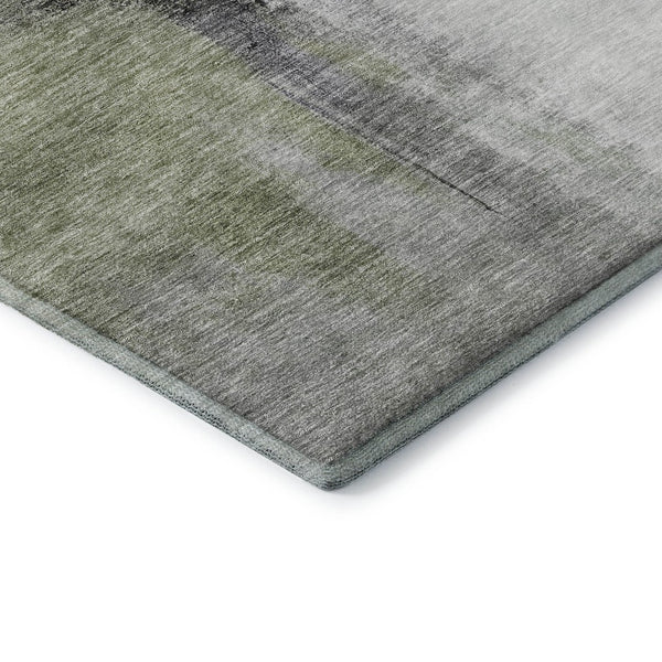 HomeRoots 8' Sage Charcoal and Ivory Abstract Round Rug - Washable, UV Protected, Soft, Modern Design for Any Space 684211