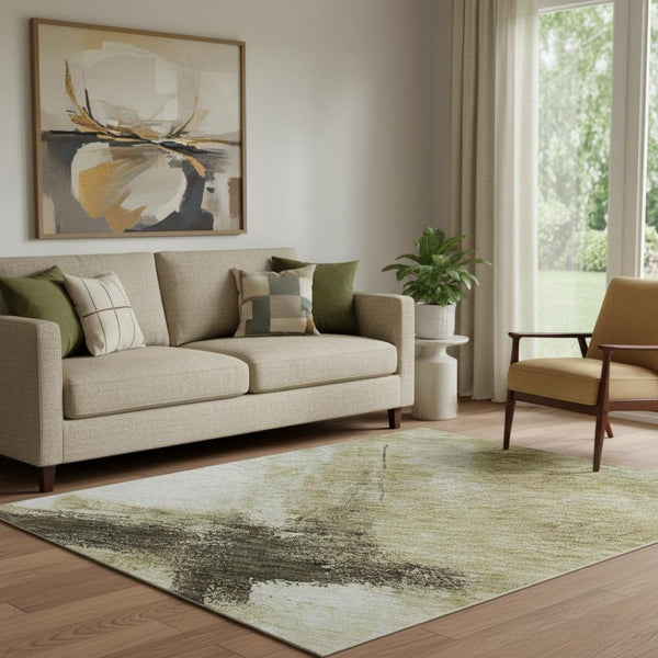 HomeRoots 5' X 8' Washable Abstract Area Rug with UV Protection - Soft, Durable, Stain-Resistant, Modern Design 684216