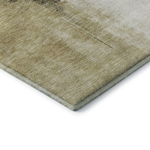HomeRoots 8' X 10' Contemporary Wheat Charcoal Ivory Washable Area Rug - Stain Resistant, UV Protected, Durable 684218