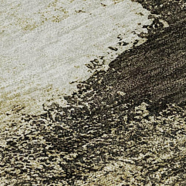 HomeRoots 10' X 14' Abstract Washable Area Rug in Wheat Charcoal & Ivory - UV Protected, Stain Resistant, Soft! 684220