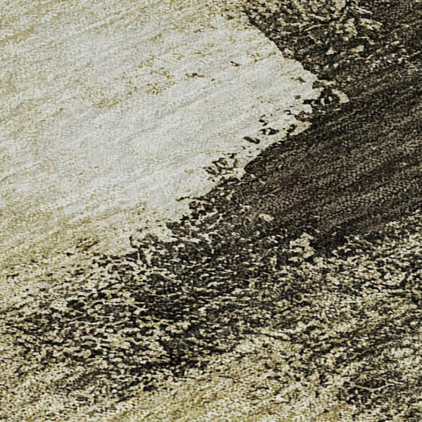 HomeRoots 10' X 14' Abstract Washable Area Rug in Wheat Charcoal & Ivory - UV Protected, Stain Resistant, Soft! 684220