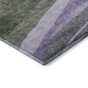 HomeRoots 5' X 8' Abstract Area Rug in Artichoke Green, Purple & Gray - Washable, UV Protected, Stylish Design 684222