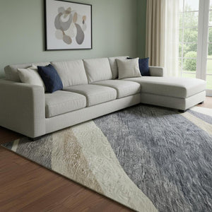 HomeRoots 8' X 10' Stylish Blue, Brown & Taupe Abstract Area Rug - Washable, UV Protected & Pet-Friendly Design 684230