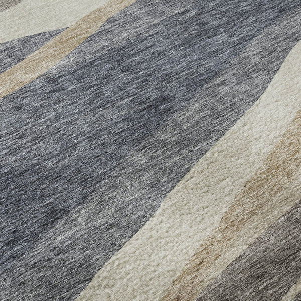 HomeRoots 8' X 10' Stylish Blue, Brown & Taupe Abstract Area Rug - Washable, UV Protected & Pet-Friendly Design 684230