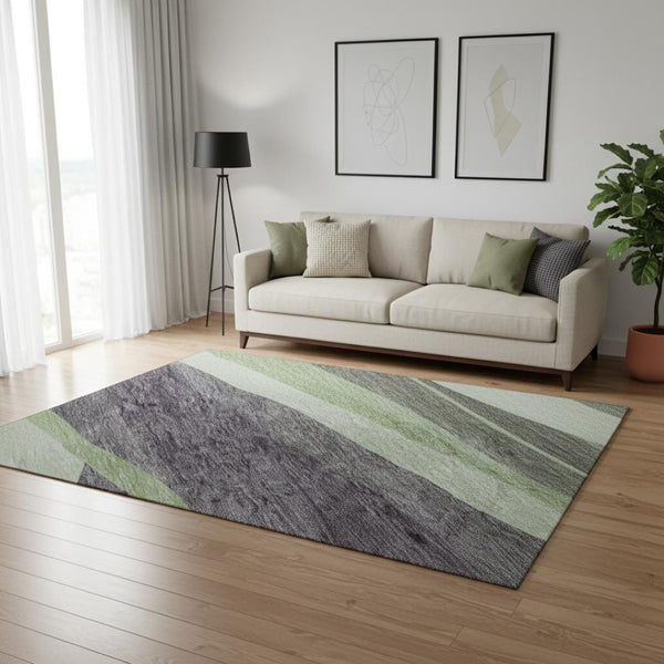 HomeRoots 8' Bold Abstract Round Rug in Purple, Green & Ivory - Washable, UV Protective, Durable Design 684241