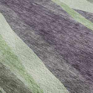 HomeRoots 8' Bold Abstract Round Rug in Purple, Green & Ivory - Washable, UV Protective, Durable Design 684241