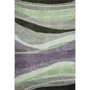 HomeRoots 10' Contemporary Purple Green Ivory Abstract Area Rug - Washable, UV-Protected, Durable Design 684244