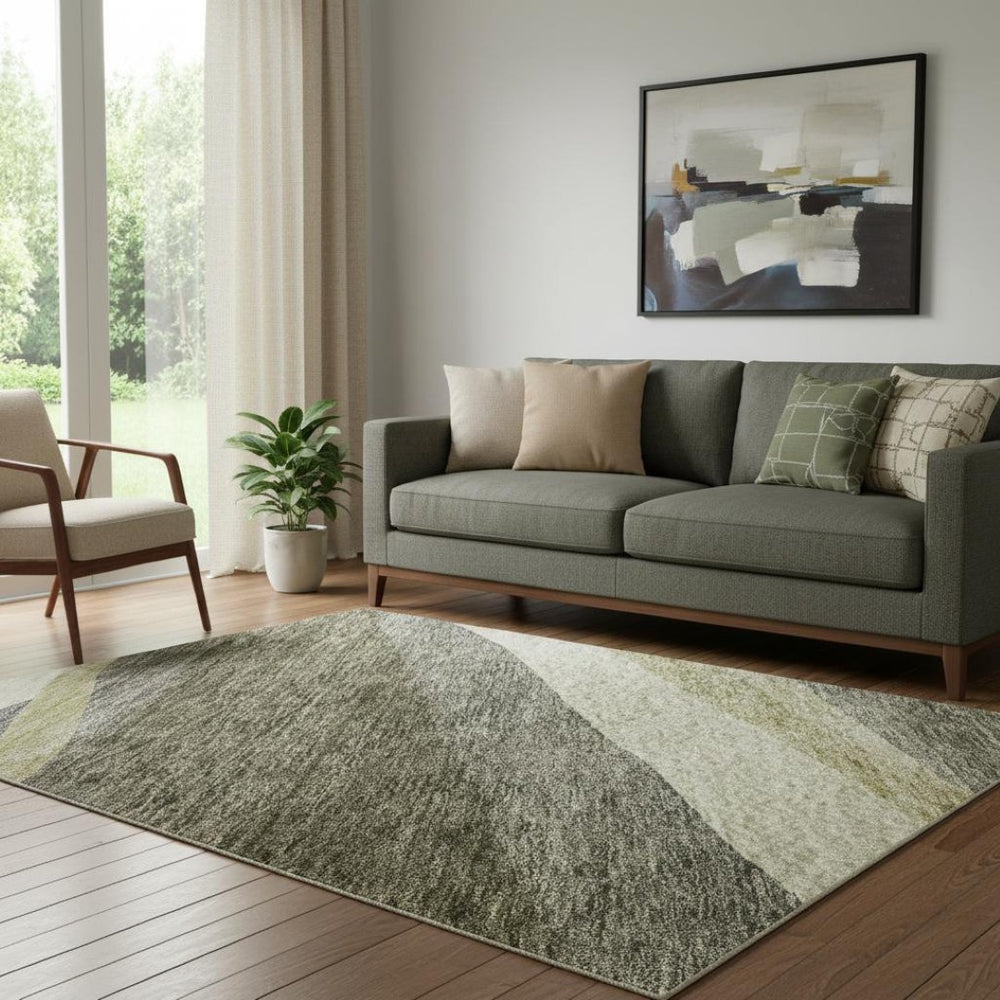 HomeRoots 5' X 8' Modern Abstract Washable Area Rug in Taupe & Ivory - UV Protected, Stain Resistant Design 684246
