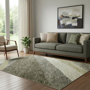 HomeRoots 5' X 8' Modern Abstract Washable Area Rug in Taupe & Ivory - UV Protected, Stain Resistant Design 684246