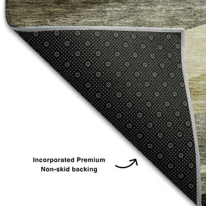 HomeRoots 8' X 10' Taupe Beige & Ivory Abstract Washable Area Rug - Durable, Stylish, UV Protected for Homes 684248