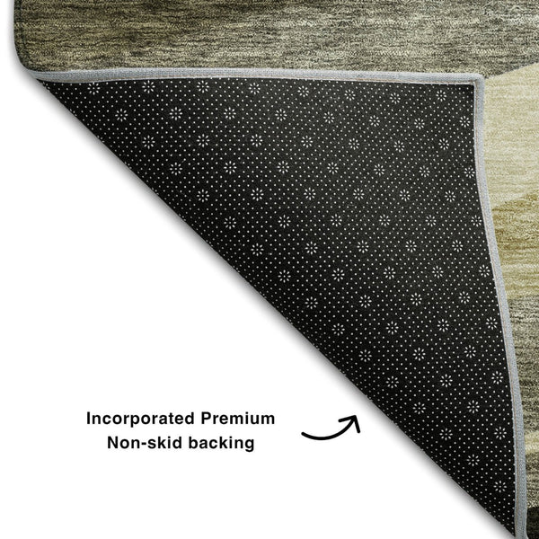 HomeRoots 8' X 10' Taupe Beige & Ivory Abstract Washable Area Rug - Durable, Stylish, UV Protected for Homes 684248