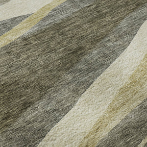 HomeRoots 8' X 10' Taupe Beige & Ivory Abstract Washable Area Rug - Durable, Stylish, UV Protected for Homes 684248