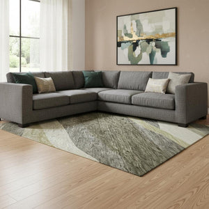 HomeRoots 8' X 10' Taupe Beige & Ivory Abstract Washable Area Rug - Durable, Stylish, UV Protected for Homes 684248