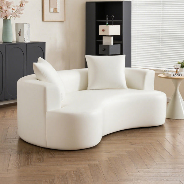 English Elm Moon oversized moon-shaped sleeper sofa with deep cloud-like sponge support and durable linen feel White W2012P337858