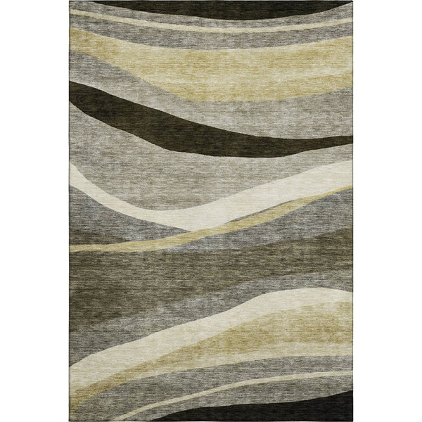 HomeRoots 10' X 14' Taupe Beige Ivory Abstract Area Rug - Stylish, Washable, UV-Protected for Family Homes 684250