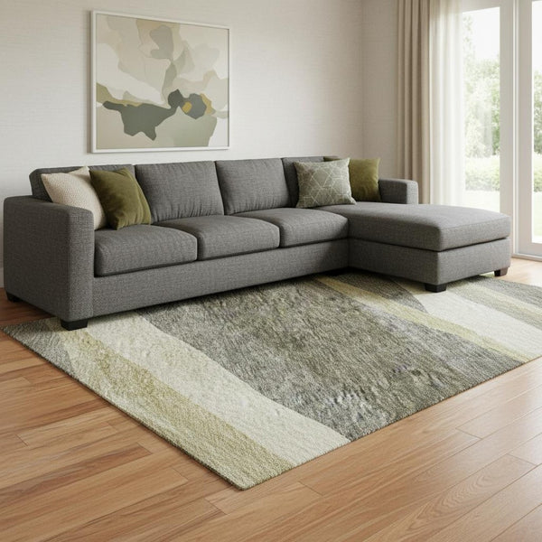 HomeRoots 10' X 14' Taupe Beige Ivory Abstract Area Rug - Stylish, Washable, UV-Protected for Family Homes 684250