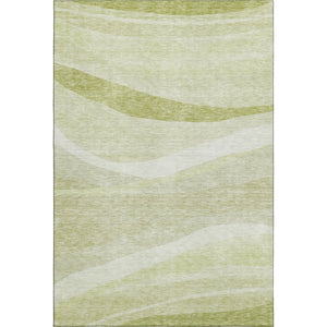 HomeRoots 5' X 8' Artichoke Green & Ivory Abstract Washable Area Rug - Stylish, Durable, UV Protected Design 684252