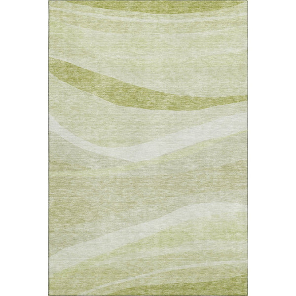 HomeRoots 5' X 8' Artichoke Green & Ivory Abstract Washable Area Rug - Stylish, Durable, UV Protected Design 684252