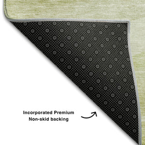 HomeRoots 5' X 8' Artichoke Green & Ivory Abstract Washable Area Rug - Stylish, Durable, UV Protected Design 684252