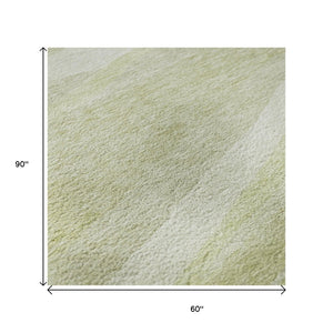 HomeRoots 5' X 8' Artichoke Green & Ivory Abstract Washable Area Rug - Stylish, Durable, UV Protected Design 684252