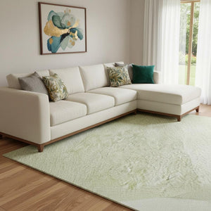 HomeRoots 8' X 10' Artichoke Green & Ivory Abstract Washable Area Rug – Stylish, Stain-Resistant & UV Protected! 684254