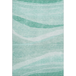HomeRoots 5' X 8' Aqua and Ivory Abstract Area Rug - UV Protected, Washable, Stain-Resistant for Modern Spaces 684258