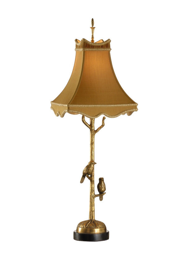 Chelsea House Twin Sparrows Lamp Antique Brass Sculptural Table Lamp With Black Marble Base, 31" Tall Accent Light 68426