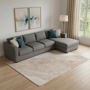 HomeRoots 9' X 12' Salmon And Ivory Abstract Area Rug – Stylish, Washable, UV Protected for High-Traffic Rooms 684267