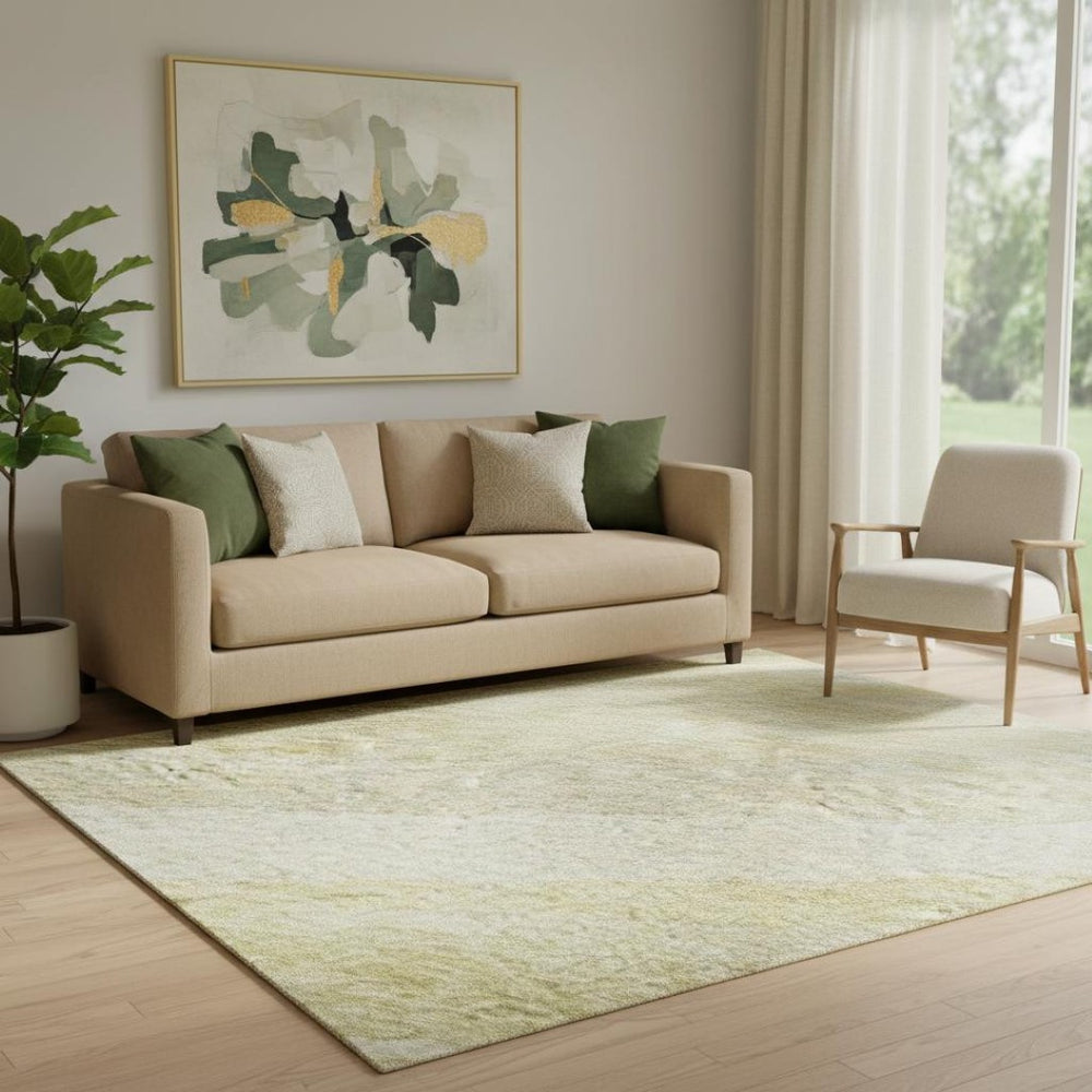 HomeRoots 5' X 8' Wheat & Beige Abstract Area Rug - Washable, UV-Protected, Stylish & Durable for Any Room 684270