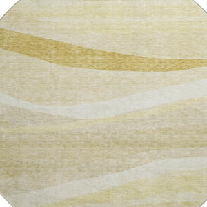 HomeRoots 8' Wheat and Beige Abstract Washable Round Rug with UV Protection - Perfect for Busy Homes and Pets! 684271
