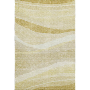 HomeRoots 8' X 10' Wheat And Beige Abstract Washable Area Rug - Durable, Stain-Resistant, UV Protected Design 684272