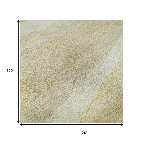 HomeRoots 8' X 10' Wheat And Beige Abstract Washable Area Rug - Durable, Stain-Resistant, UV Protected Design 684272