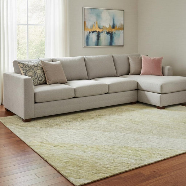 HomeRoots 8' X 10' Wheat And Beige Abstract Washable Area Rug - Durable, Stain-Resistant, UV Protected Design 684272