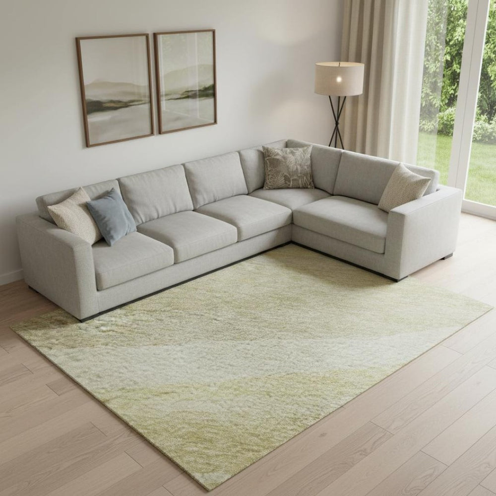 HomeRoots 9' X 12' Wheat And Beige Abstract Area Rug - Washable, UV-Protected, Durable & Stylish for Homes 684273