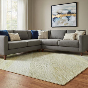 HomeRoots 10' X 14' Washable Wheat & Beige Abstract Area Rug – Stain Resistant, UV Protected, Durable Design 684274