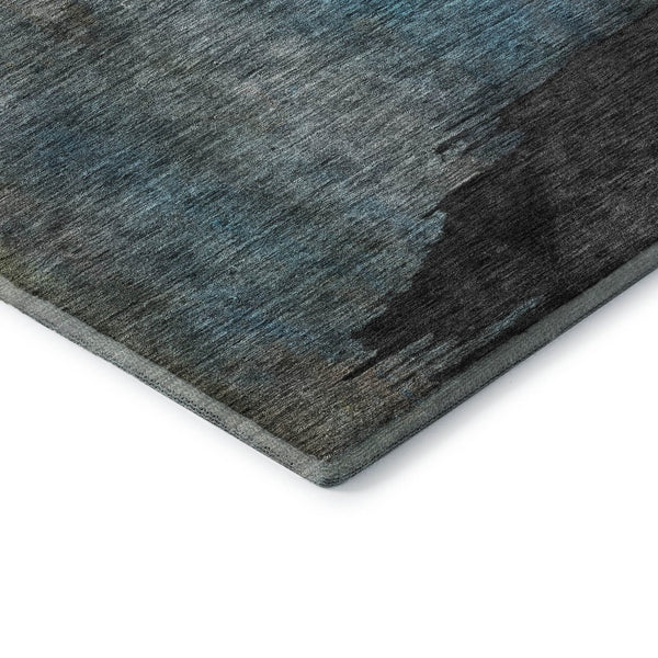 HomeRoots 8' Copper, Ivory & Teal Abstract Washable Round Rug - Durable, UV Protected for High Traffic Areas 684277