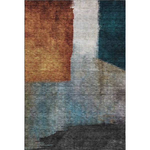 HomeRoots 10' Copper, Ivory & Teal Abstract Washable Area Rug - Durable, Stain-Resistant & UV Protected Design 684280