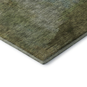 HomeRoots 10' X 14' Washable Abstract Area Rug - Green, Ivory & Brown with UV Protection for Busy Homes 684286
