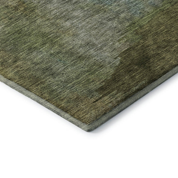 HomeRoots 10' X 14' Washable Abstract Area Rug - Green, Ivory & Brown with UV Protection for Busy Homes 684286