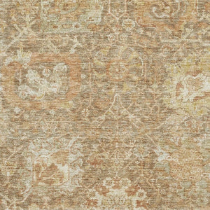 HomeRoots 5' X 8' Khaki & Beige Damask Area Rug - Stylish, Washable, UV-Protected for Homes with Kids & Pets 684294